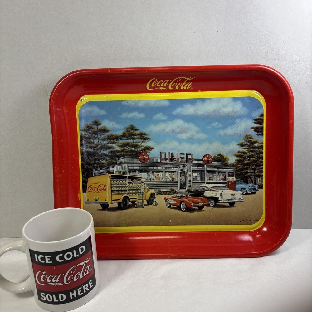 Coca Cola Tray 1991 Limited Signature Series #3 • 13" x 10.5" With Bonus Cup VTG